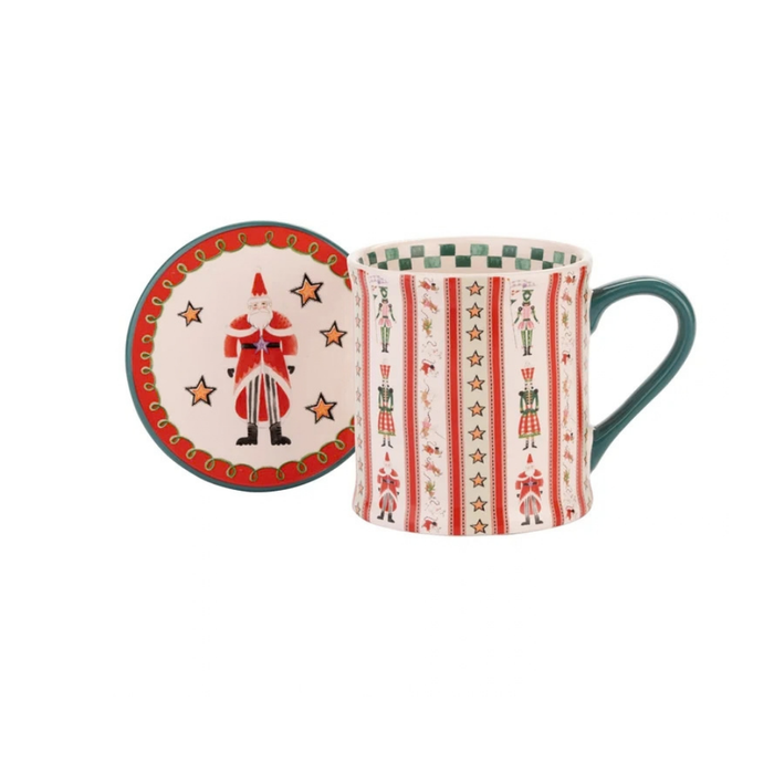 Multi-Color Mollie Mug & Coaster Nutcracker Stripe