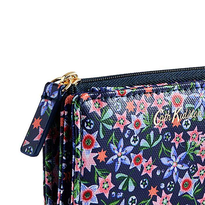 Female Slim Pocket Purse Raindrops Navy 1