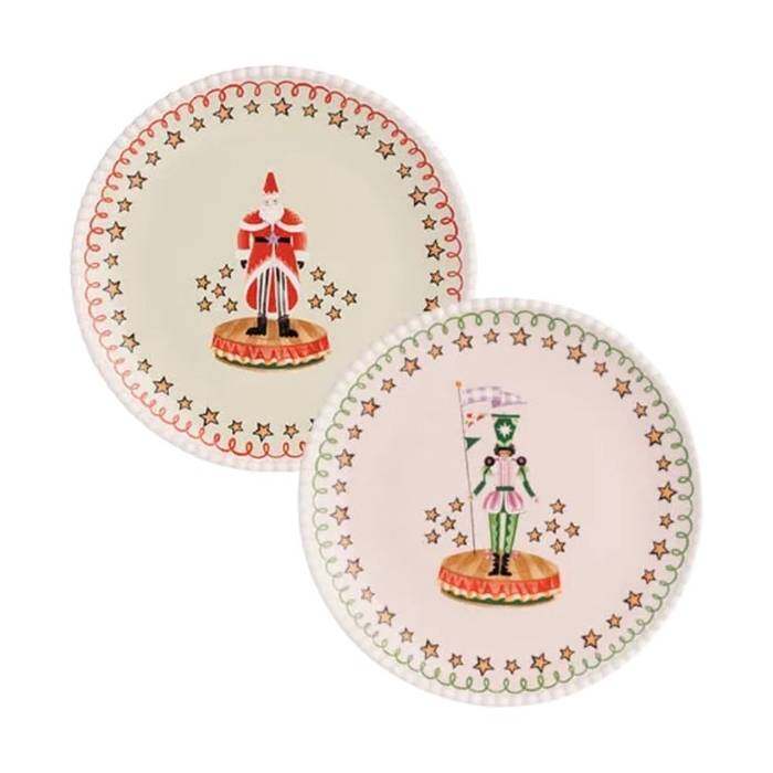 Multi-Color Set of 2 Side Plates Nutcracker