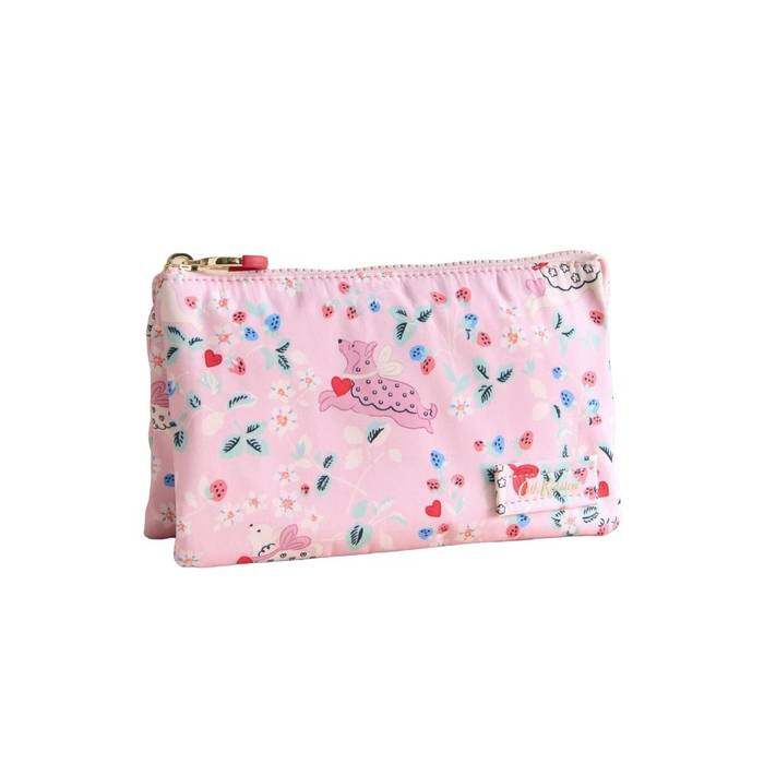 Female Triple Pouch Puppy Floral Navy