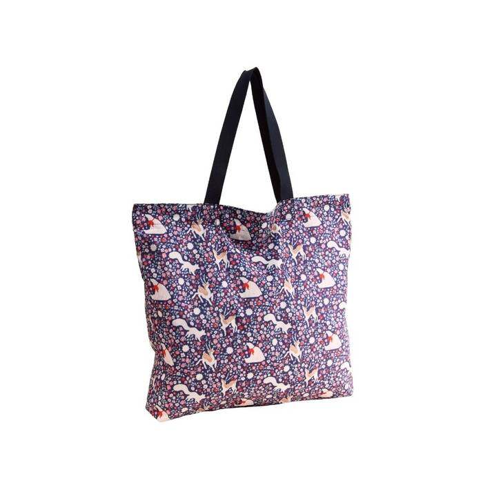 Female Large Foldaway Tote Polar Ditsy Navy