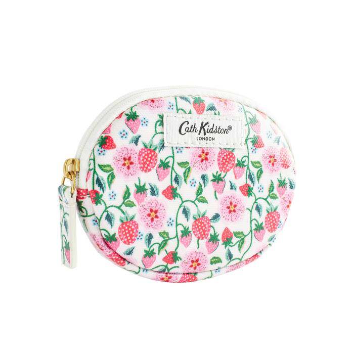 Oval Coin Purse Strawberry Ditsy Ecru