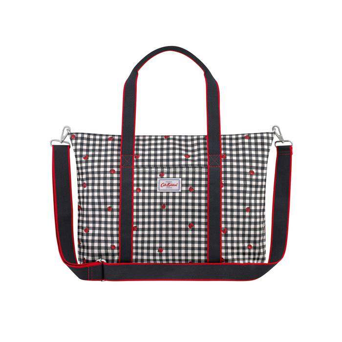Core Tote Nappy Bag Ladybug Gingham Stone Charcoal