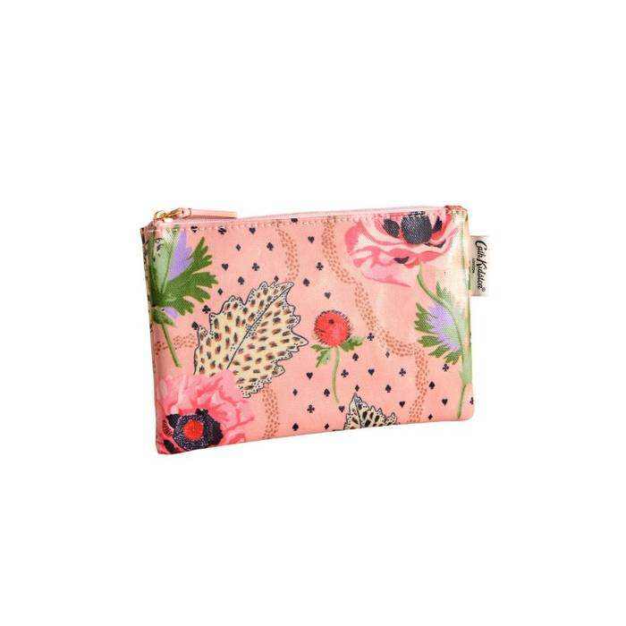 Female Zip Purse Leopard Poppies Pink
