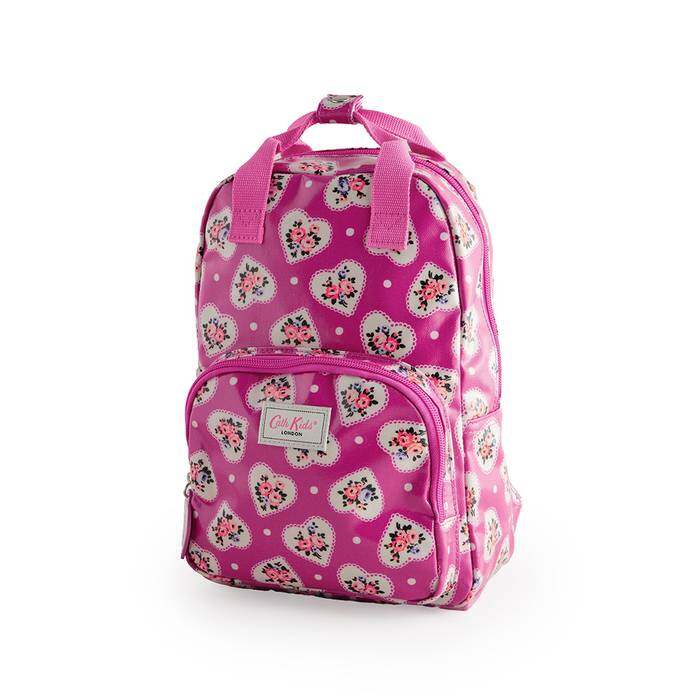 Kids Girl Medium Backpack Lace Hearts Pink