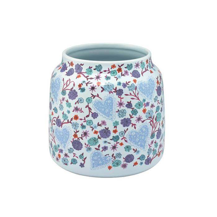 New Vase (Medium) Floral Heart Frill Small Blue