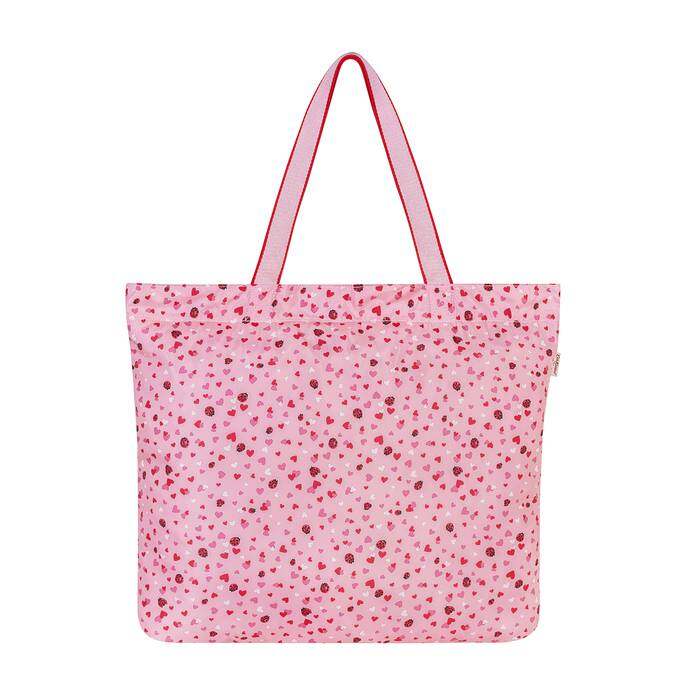Large Foldaway Tote Mini Lovebugs Pale Rose