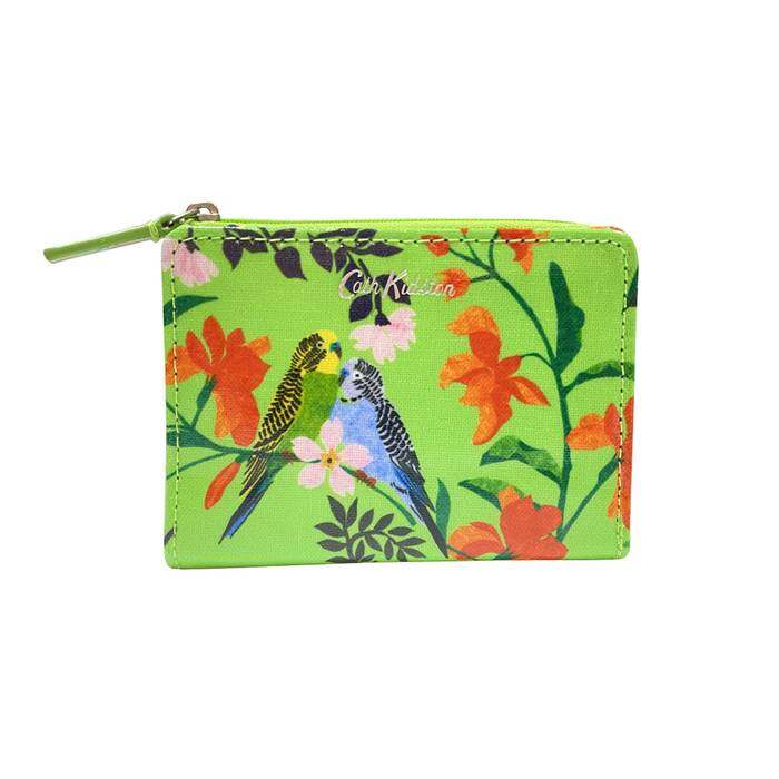 Slim Pocket Purse Paper Birds Lime
