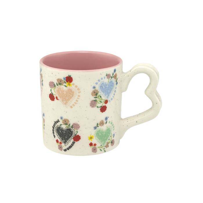 Love Mug Frill Heart Flowers White 0