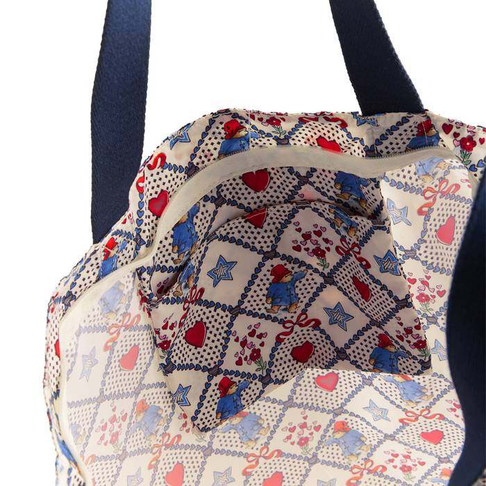 Female Foldaway Tote Paddington Check Ecru 1