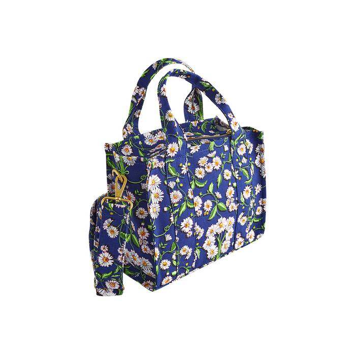 Mini Bonded Tote Daisy Chain Navy 1