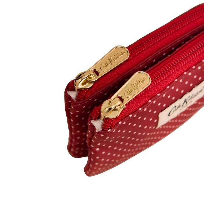 Female Double Zip Purse Spot Print Red 1