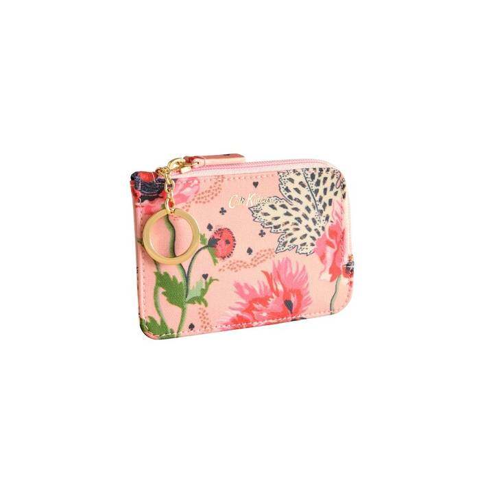 Female Card & Coin Purse Leopard Poppies Pink