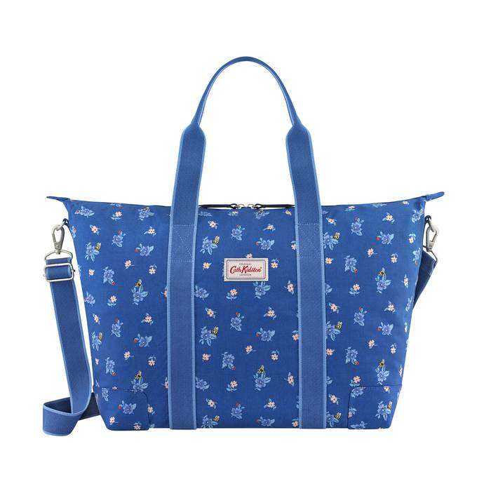 Foldaway Overnight Bag Greenwich Flowers Ditsy Midnight Blue