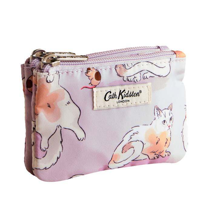 Female Double Zip Purse Cats & Mouse Pink
