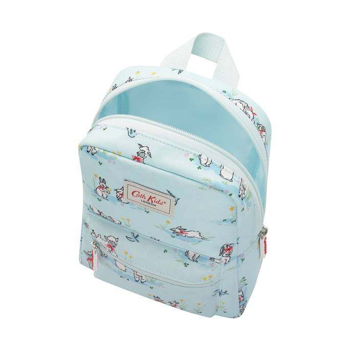 Kids Modern Mini Backpack Spring Bunnies and Lambs  Blue 1