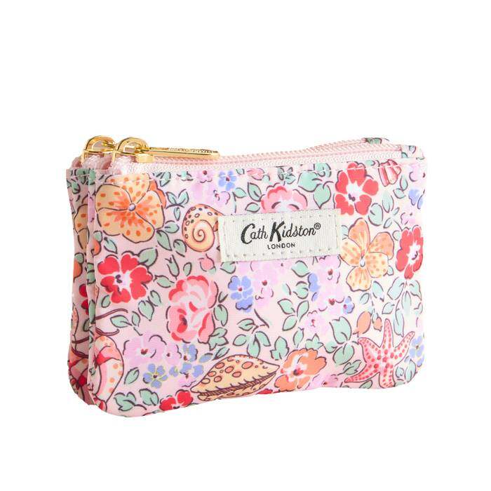 Double Zip Purse Beautiful Waters Ditsy Pink