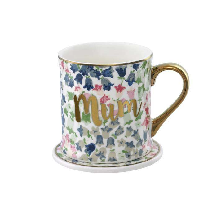 Boxed Mug and Coaster Painted Bluebell Warm Cream