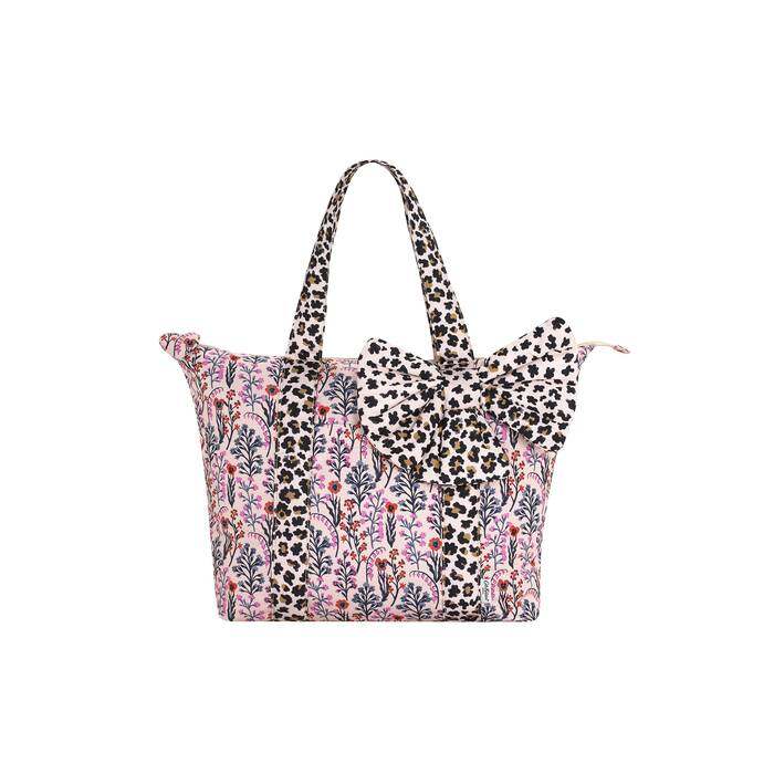 Bow Slouch Tote Paper Pansies Small Peach 1