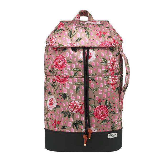 Recycled Satin Duffle Backpack Tea Rose Camel