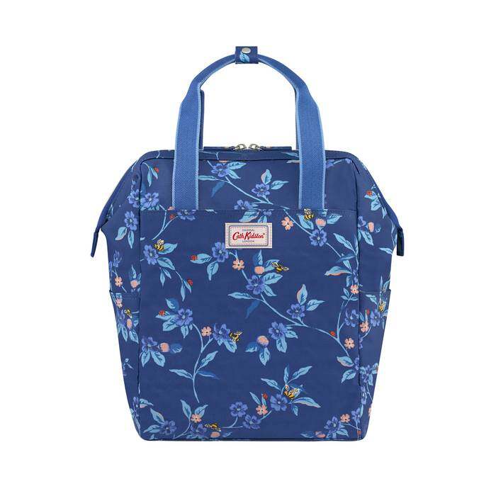 Double Zip Backpack Nappy Bag Greenwich Flowers Midnight Blue