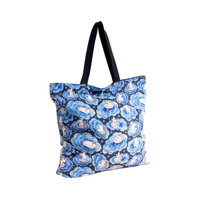 Female Large Foldaway Tote Moomin Clouds Blue