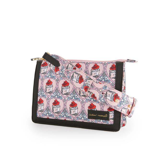 Female Double Pouch Crossbody Paddington Heart Pink