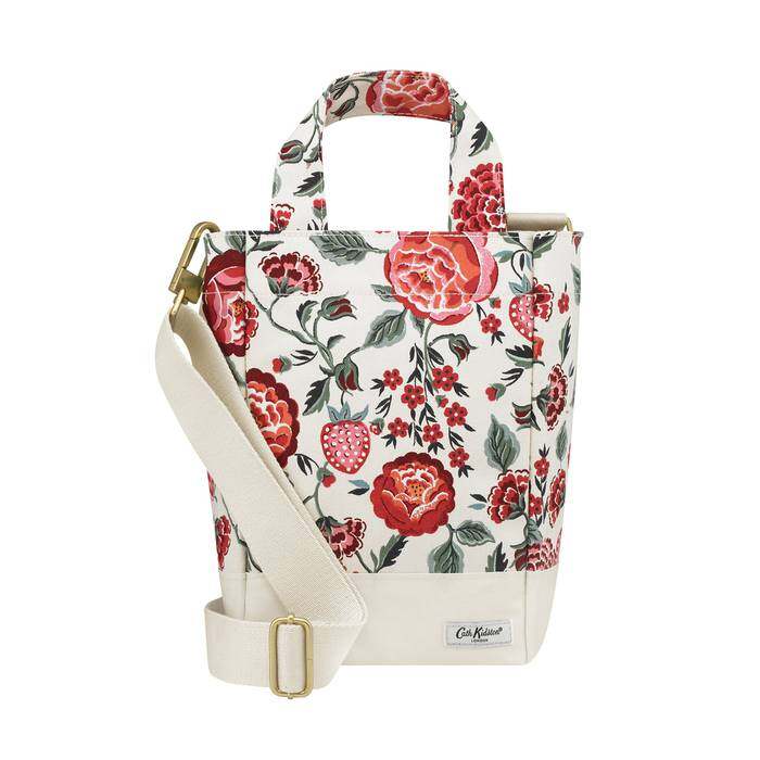 Organic Cotton Small Tote Strawberry Garden  Cream/Pink