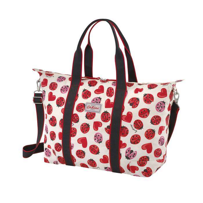 Foldaway Overnight Bag Lovebugs Warm Cream 1