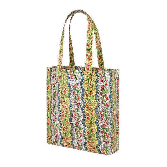 Shiny Bookbag with Gusset Sweet Pea Yellow 1