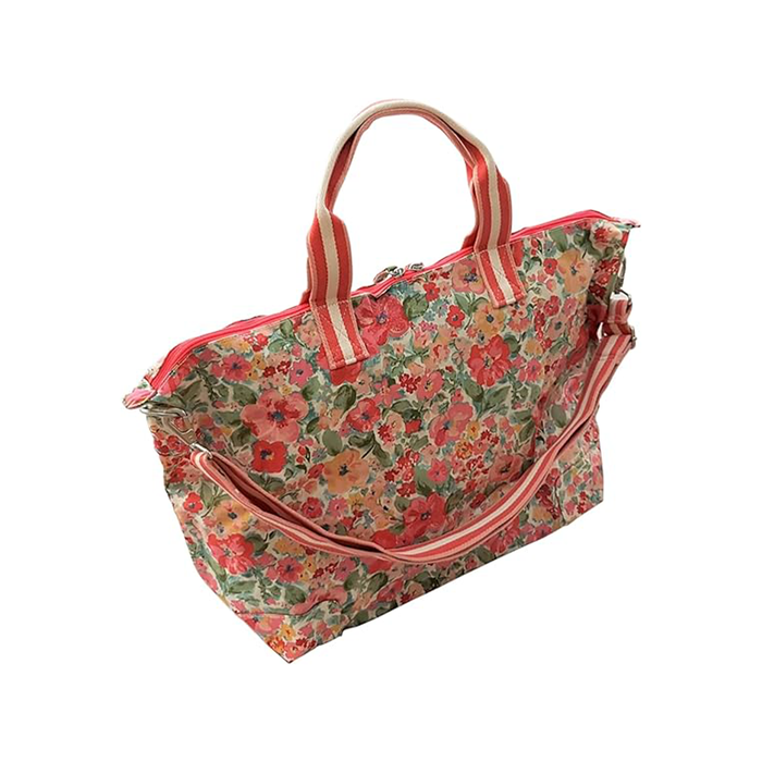 Warm Cream Female Foldaway Holiday Bag Small Painted Bloom 1
