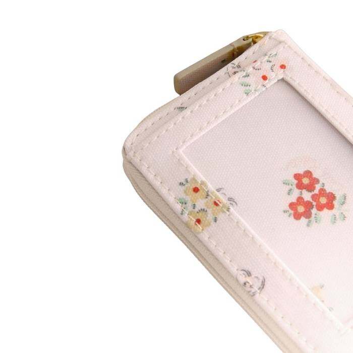 Female Mini Continental Wallet Button Block Floral Cream 1