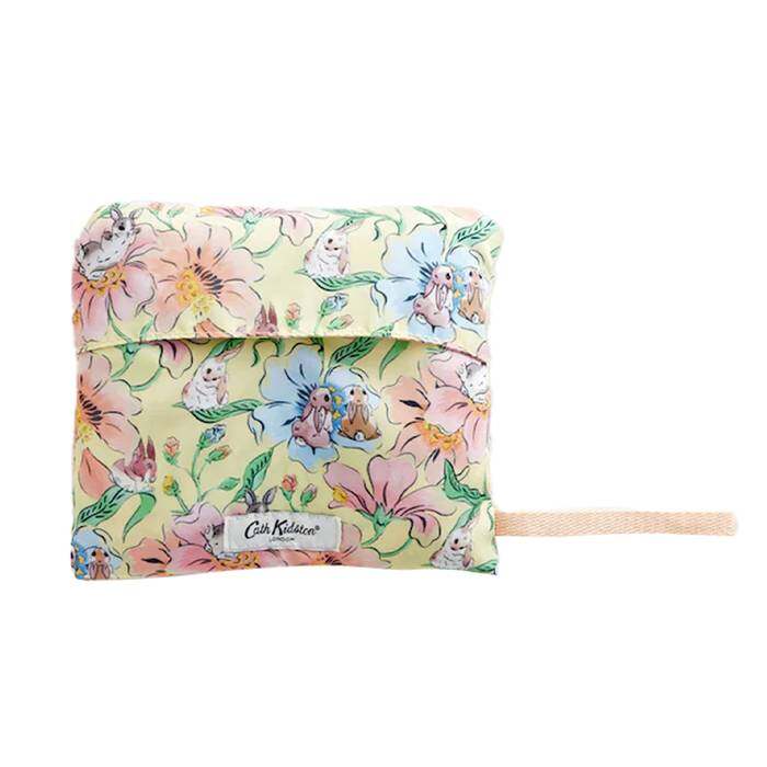 Female Large Foldaway Tote Bunnies Floral Yellow 1