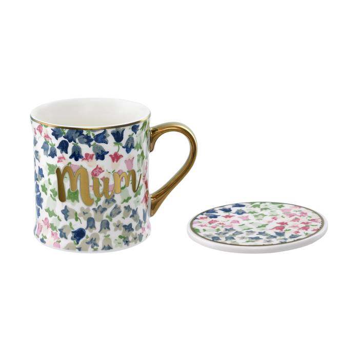 Boxed Mug and Coaster Painted Bluebell Warm Cream 1