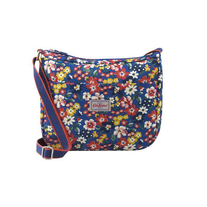 Medium Zip Messenger Portland Flowers Blue