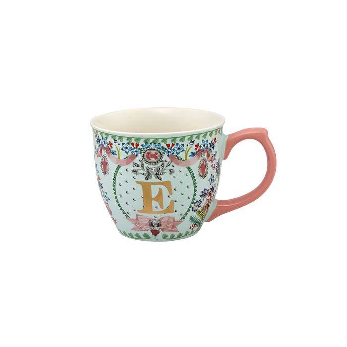 Emily Fine China Alphabet Mug E Lillies Posey Cream