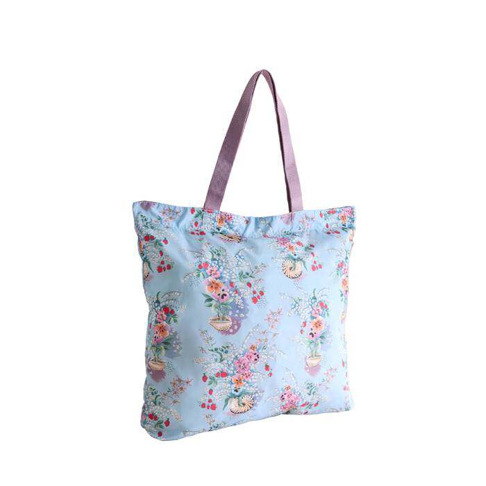 Large Foldaway Tote Shell Bouquet Blue