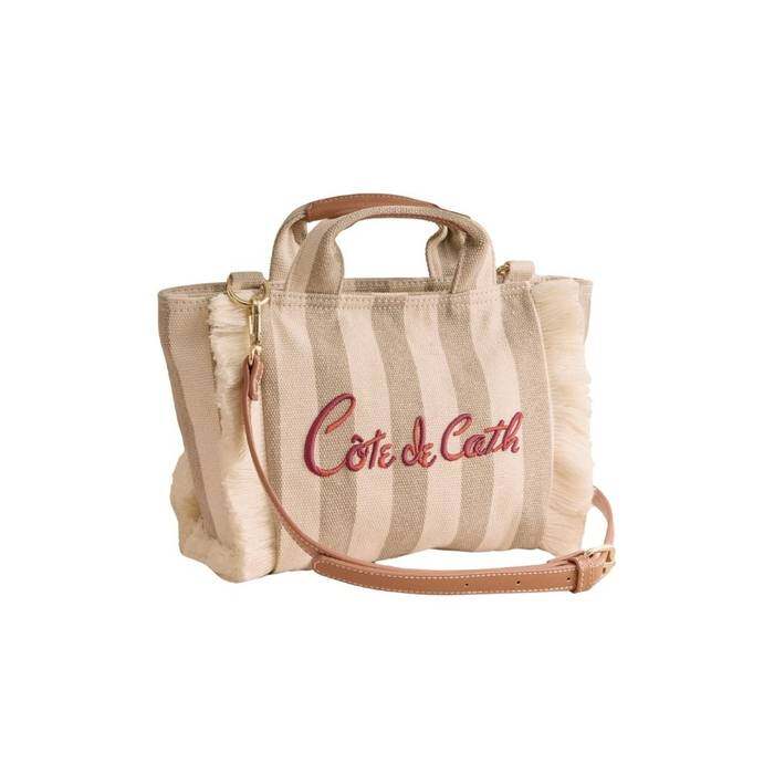 Female Mini Tote Crossbody Cath Stripe Cream