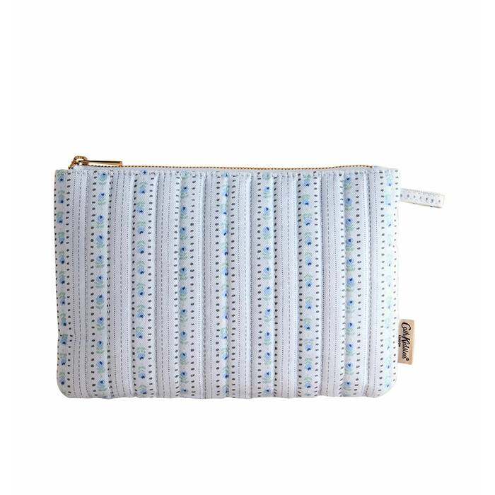 Female Quilt Pouch Rose Ticking stripe Blue