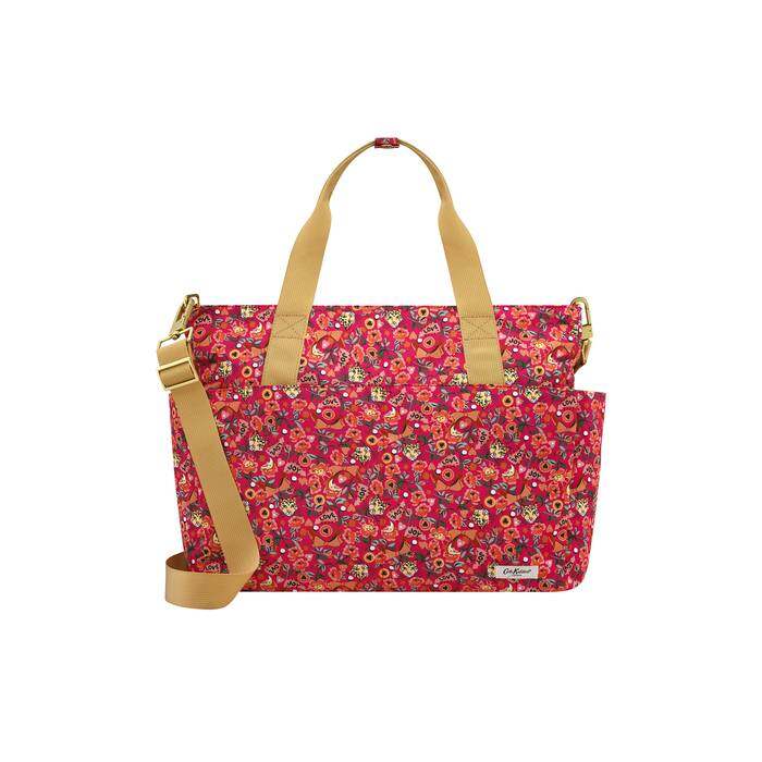 Pinball Ditsy Recycled Rose Tote Nappy Changing Bag Pink/Orange