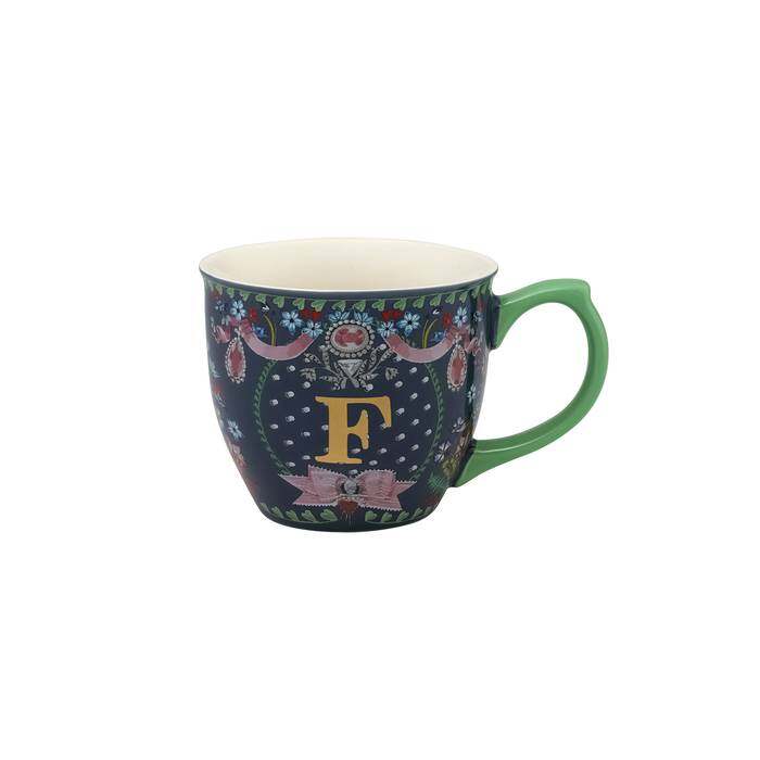 Emily Fine China Alphabet Mug F Lillies Posey Pale Blue