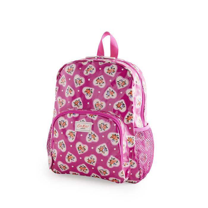 Kids Girl Large Backpack Lace Hearts Pink