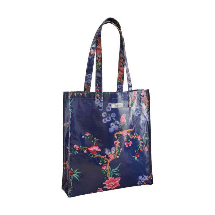 Female Large Bookbag Birds Navy