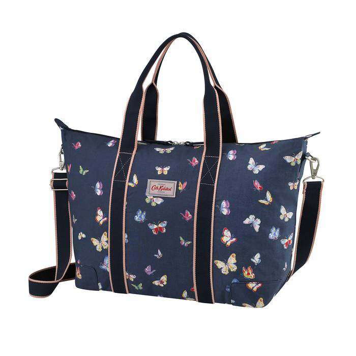 Foldaway Overnight Bag Butterflies Navy 1