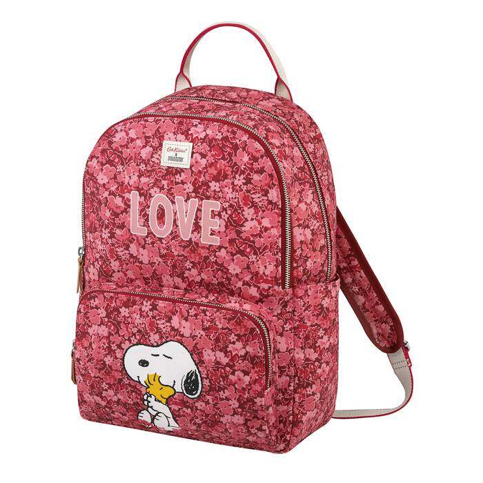 Snoopy Pocket Backpack Snoopy Love Paper Ditsy PL04 Berry Red 1
