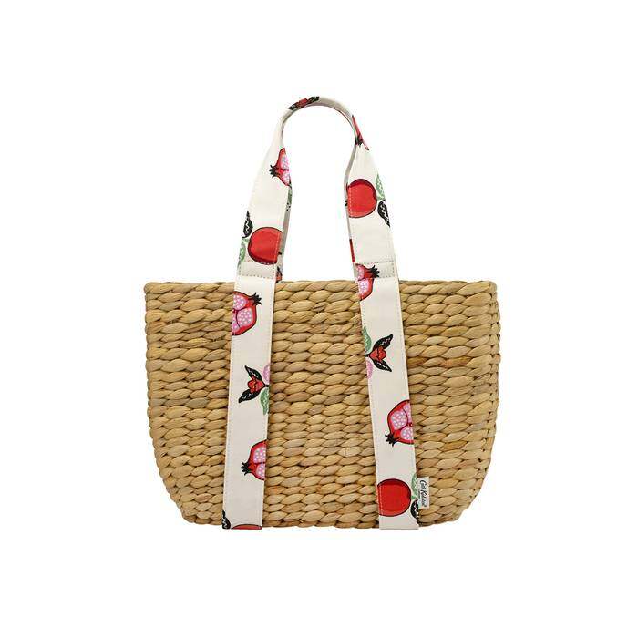 Small Straw Basket Bag Pomegranate Cream