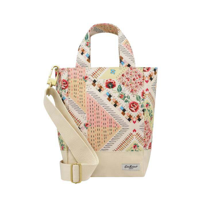 Organic Cotton Small Tote Patchwork Cream/Pink