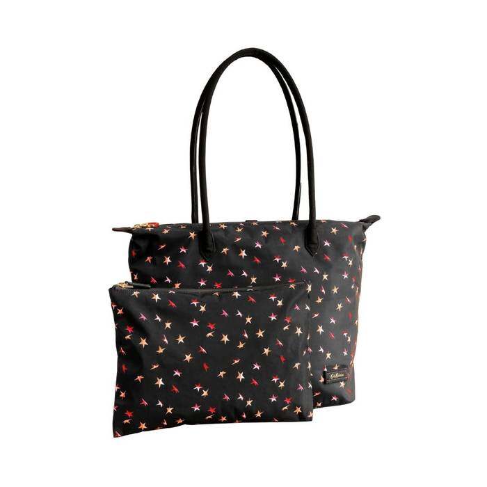 Female Medium Tote Folding Star Black