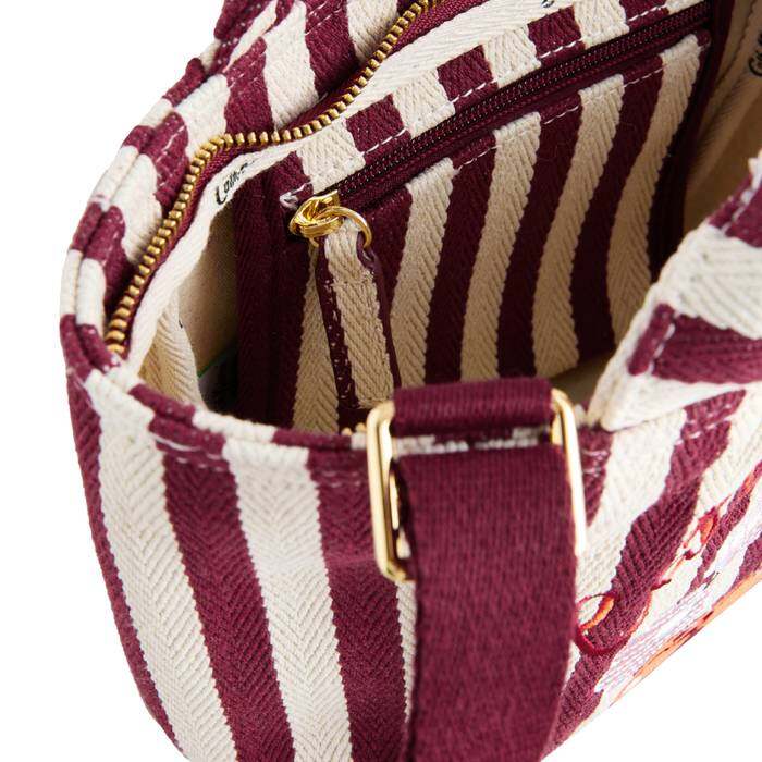 Female Mini Tote Crossbody Cherry Stripe Red 1