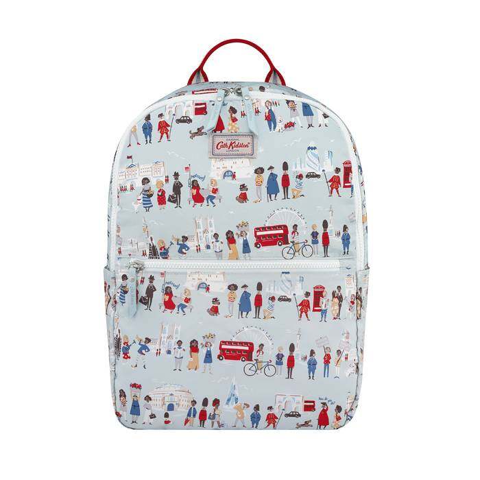 Foldaway Backpack London People Powder Blue